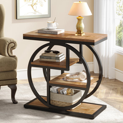 Wood and Metal 4-Tier End Table