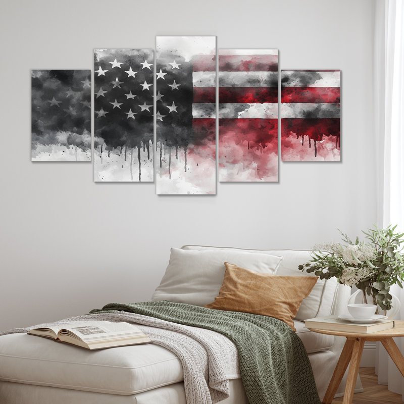 Annalise - USA Wall Art - Art mural traditionnel, toile 5 pièces