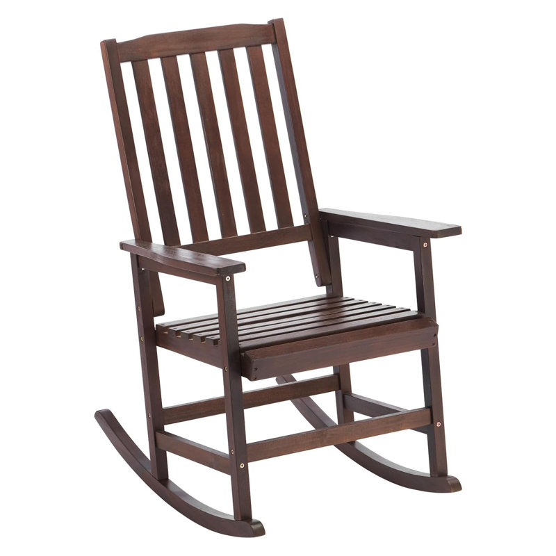 Chaise berçante d'extérieur en bois massif, Marron foncé