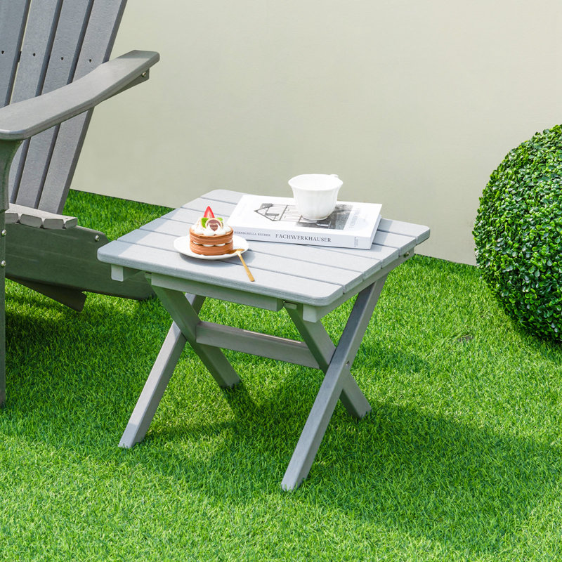 Table d'appoint pliable Ebern Designs Hdpe Adirondack, gris