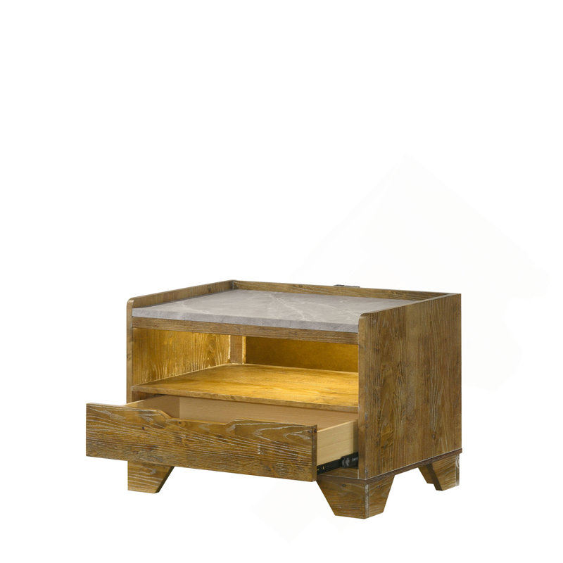 Garcia Light Aspen Brown Nightstand W/LED