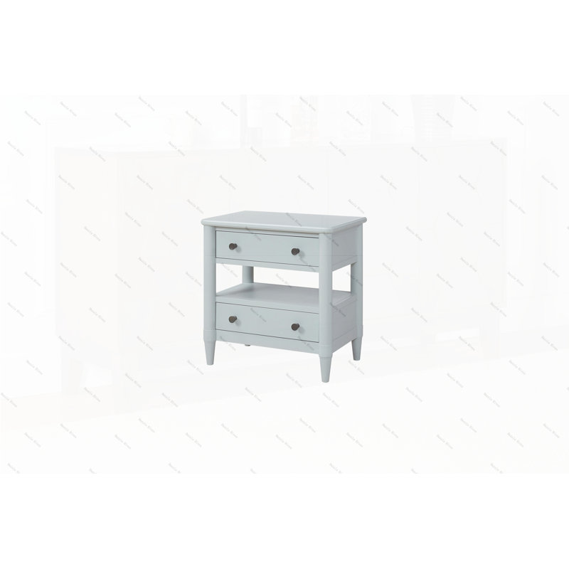 Table de chevet ouverte avec 2 tiroirs, Bleu clair