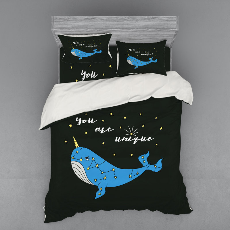 Ensemble de housse de couette Narwhal, Housse de couette grand + 3 pièces supplémentair