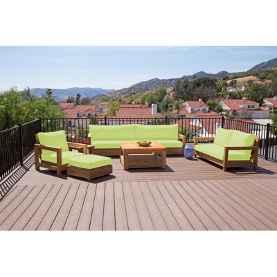 Crelake Teak 7 - Person Patio Conversation Set with Cushions