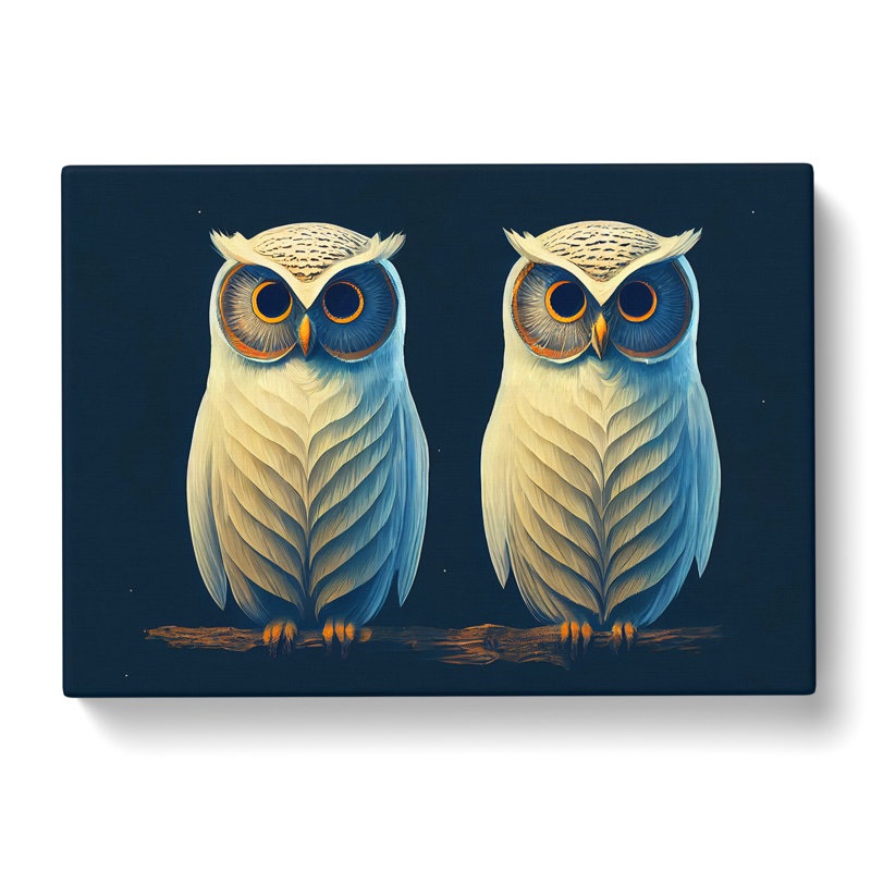 Symmetrical Owls - Wrapped Canvas, 35cm H x 50cm W x 3cm D