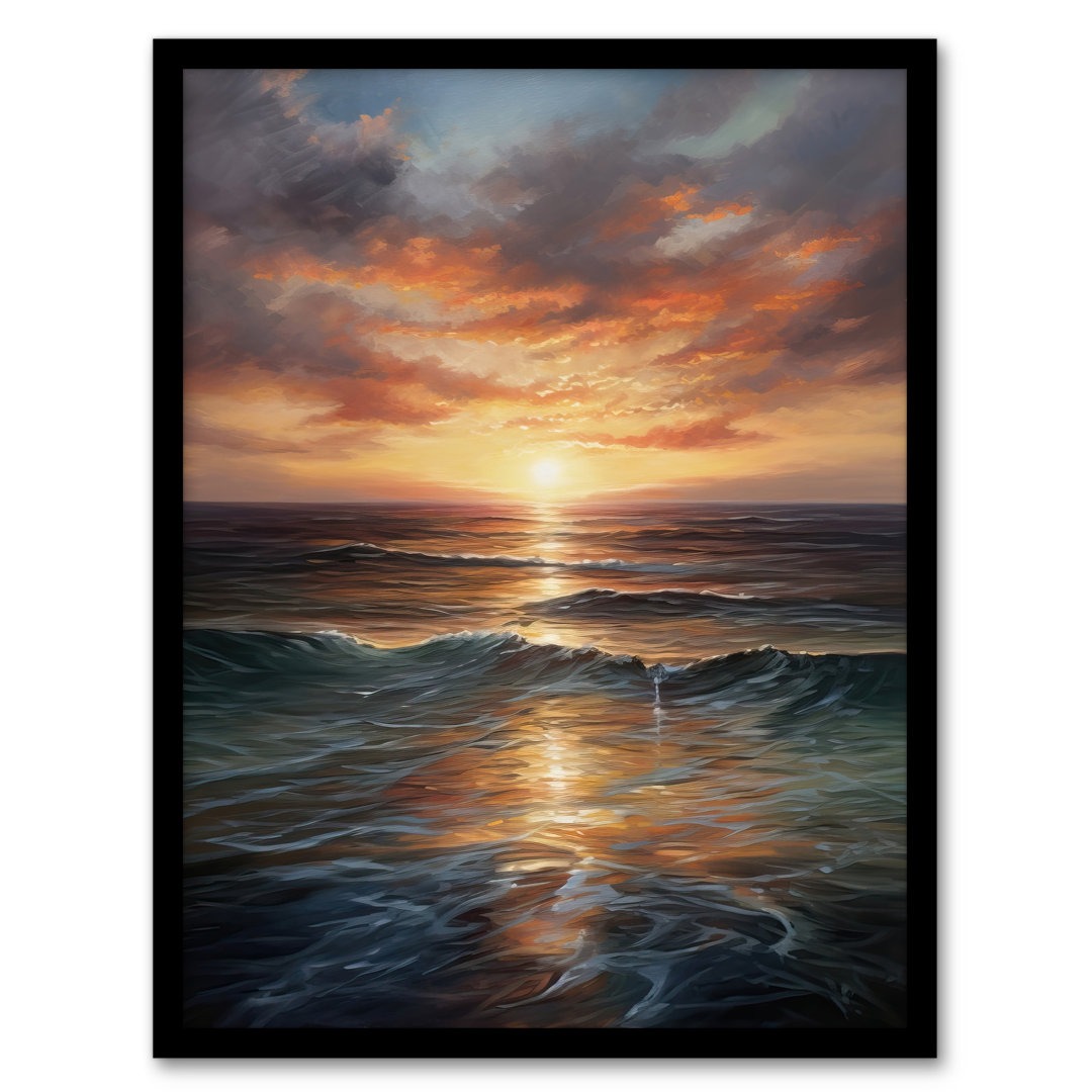 Howarth Tranquil Seascape Sunset Ocean Waves - Single Picture Frame Print