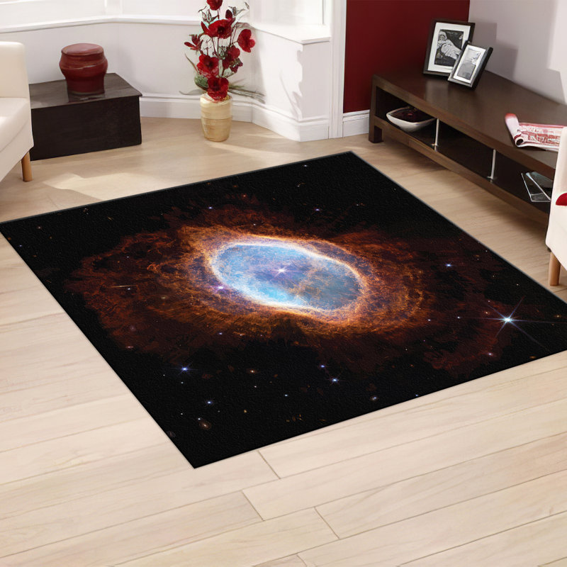 Chic Non-Woven Thin Type Printed Rug with Intricate Floral Design Ideal for Enhancing the Aesthetic Appeal of Your Living Room or Bedroom