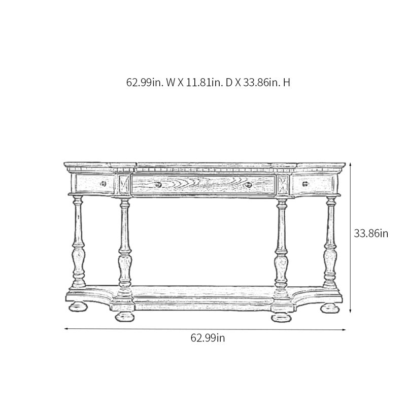 Console Retro Elegant, H 33,86 po x l 62,99 po x P 11,81 po