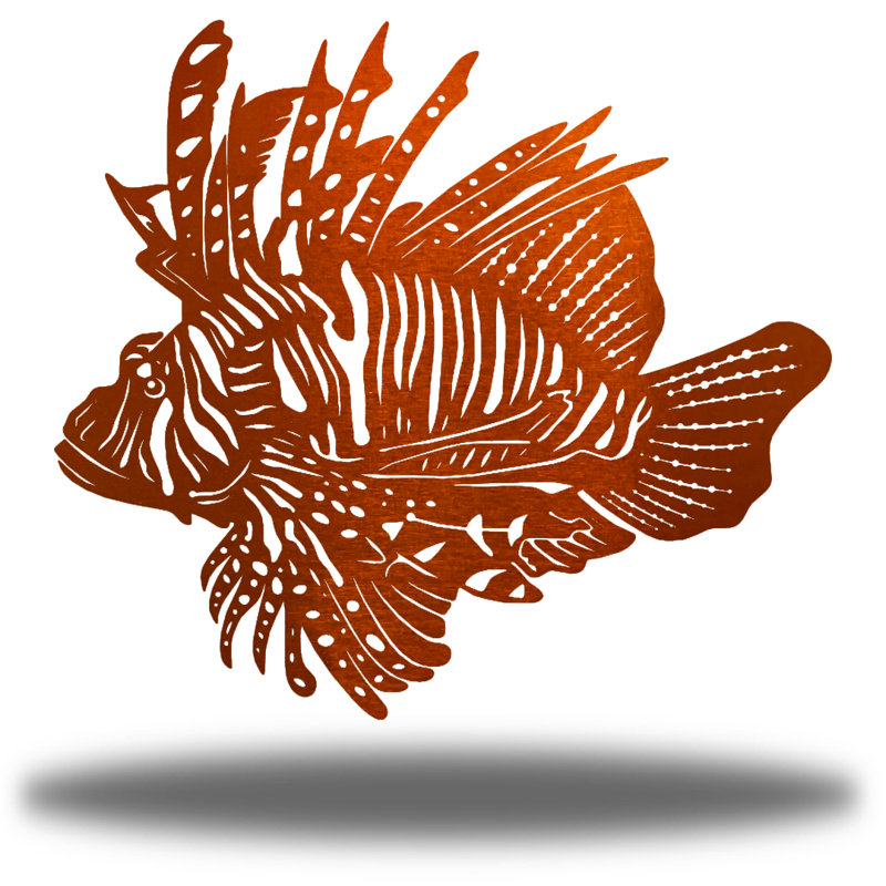 Décoration murale poisson-lion Angelinea, H 12 po x l 12 po x P 0,013 po, Cuivre