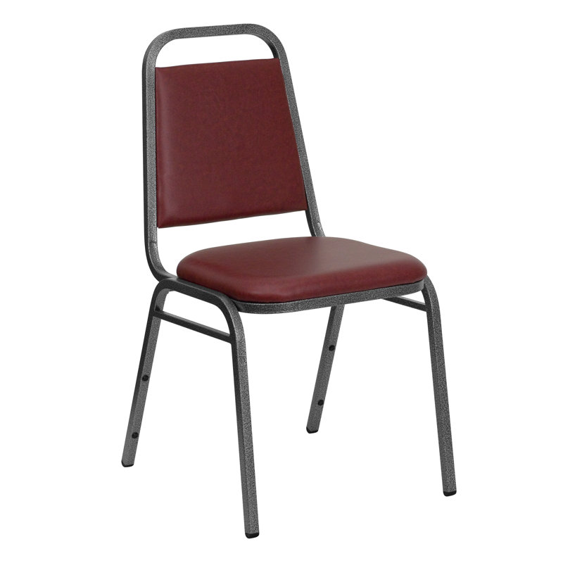 Chaise de banquet empilable à dossier trapézoïdal Jdan, Ensemble de 40 pièces, Bourgogne, Veiné argent
