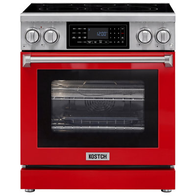 KOSTCH 30" Professional Electric Range with Tilt Control Panel, 5 Elements Cooktop, 4.8 cu. ft. True Convection Oven, Air Fry & Self-Cleaning