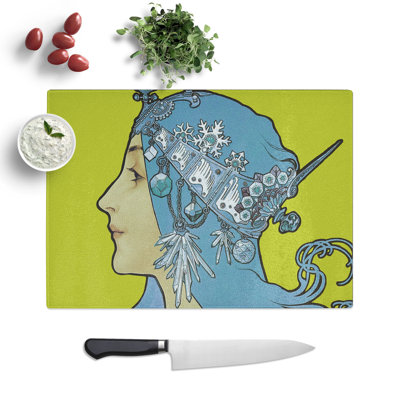 Blue Zodiac by Alphonse Mucha Chopping Board
