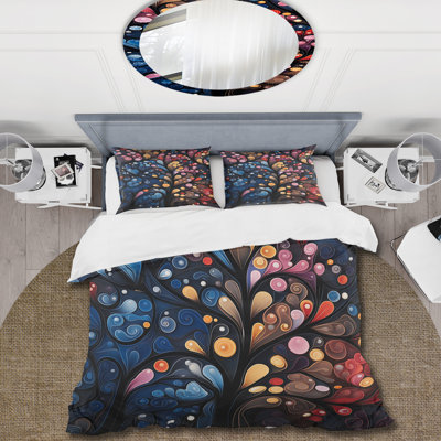 Fantasy Floral Pink And Blue Tree 1 - Tree African Duvet Cover Set