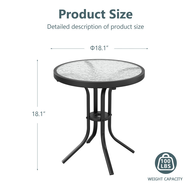 Table d'appoint ronde pour terrasse, plateau de table ondulé pour l'extérieur