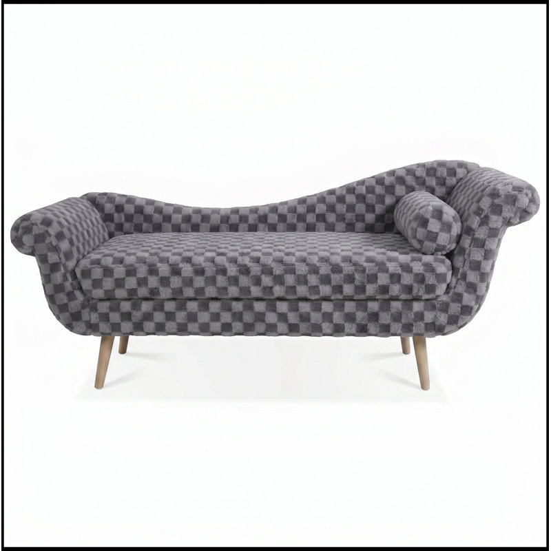 Banc avec accoudoirs élégants à volutes et pieds robustes, Gris fumé
