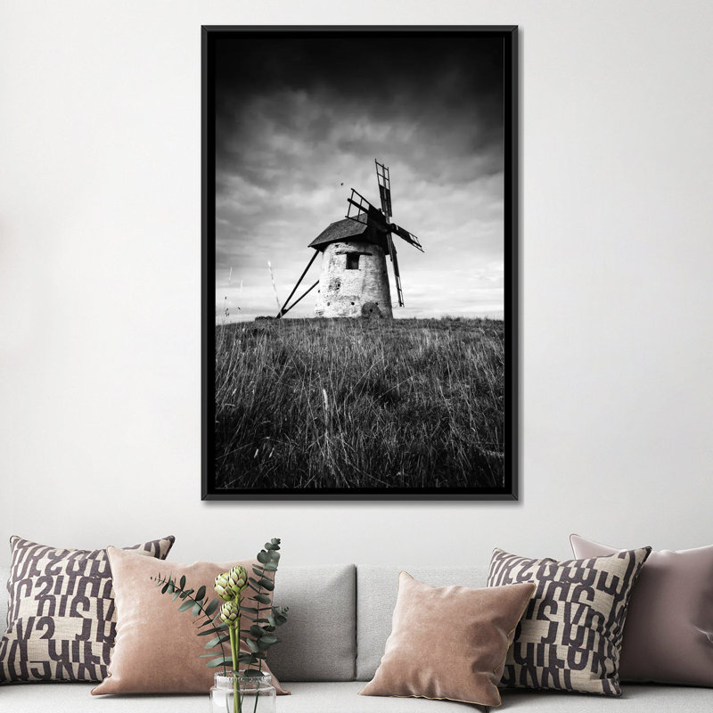 «Windmill», reproduction de photo sur toile, H 26 po x l 18 po x P 1,5 po, Toile avec cadre noir, Pas de tapis