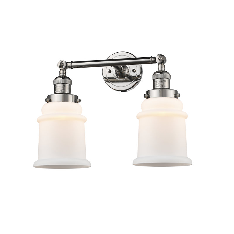 Galaviz 2 - Light Dimmable Vanity Light, Polished Nickel, Matte White Cased, 6 Watt Vinage LED Bulb