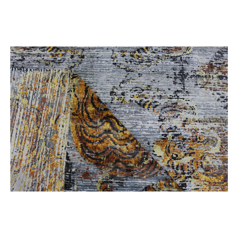 Tibetan Nu Vibrant Silk Rug - Midnight Sunburst