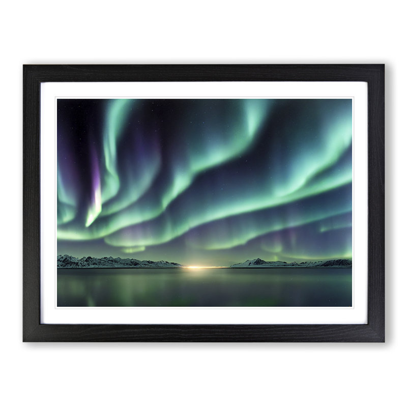 Pure Aurora Borealis - Single Picture Frame Painting, Black Framed, 46cm H x 64cm W x 2cm D