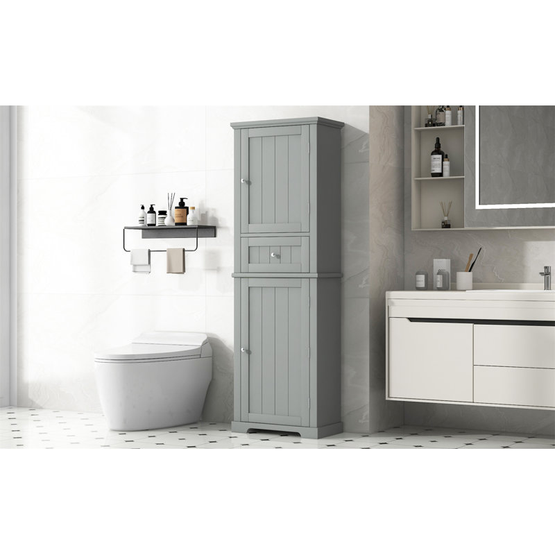 Grande armoire de rangement pour salle de bain, H 67,7 po x l 22 po x P 11 po, Gris