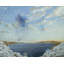 «Santorini» par Lisa Cuscuna - peinture sur toile à cadre flottant