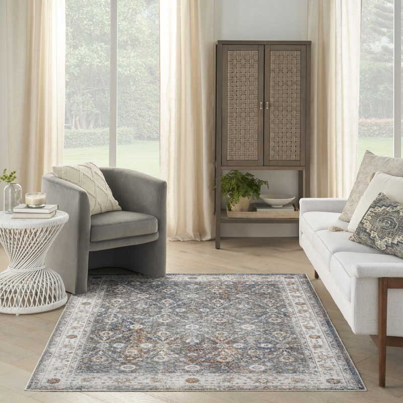 Nourison Astra Machine Washable Ivory Multicolor Vintage Indoor Rug, Rectangle 4' x 6'