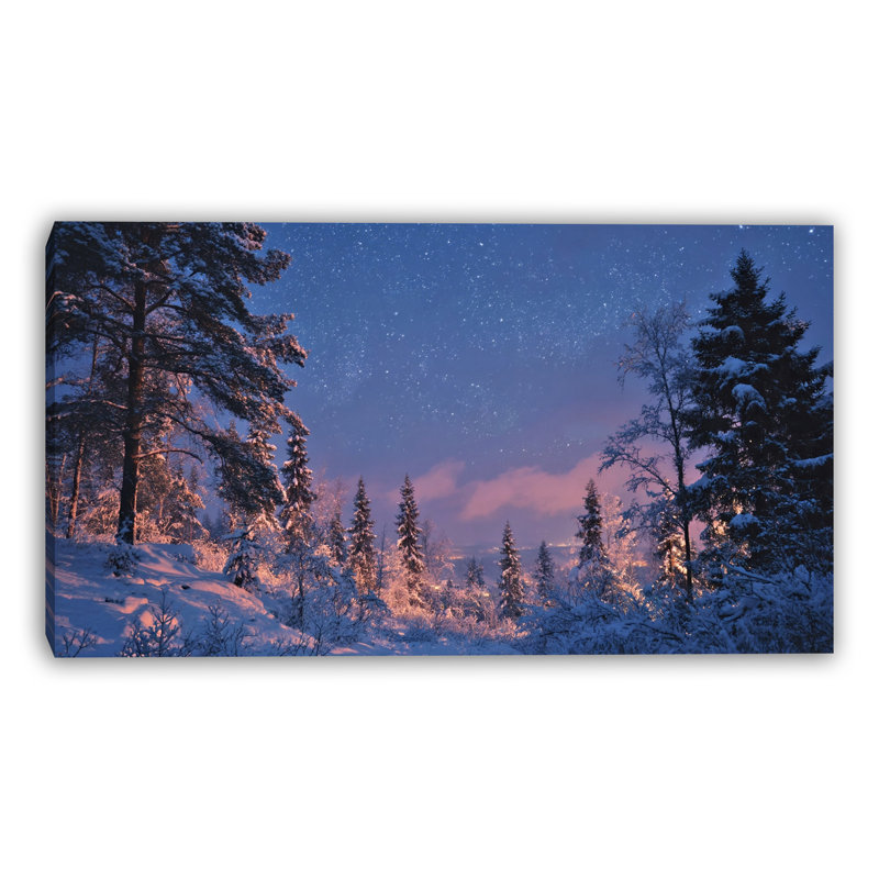 «Starlit Winter Forest», art mural sur toile tendue, H 24 po x l 42 po