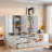 Wooden Daybed With Three Drawers, All-in-one Cabinet, Desk And Shelves-60321129-60321128