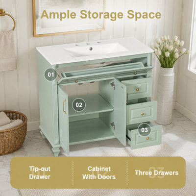 Meuble-lavabo de 91 cm avec lavabo