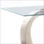 Table basse en métal argenté satiné avec plateau en verre, facile à nettoyer et amp; Base noire stable pour le salon