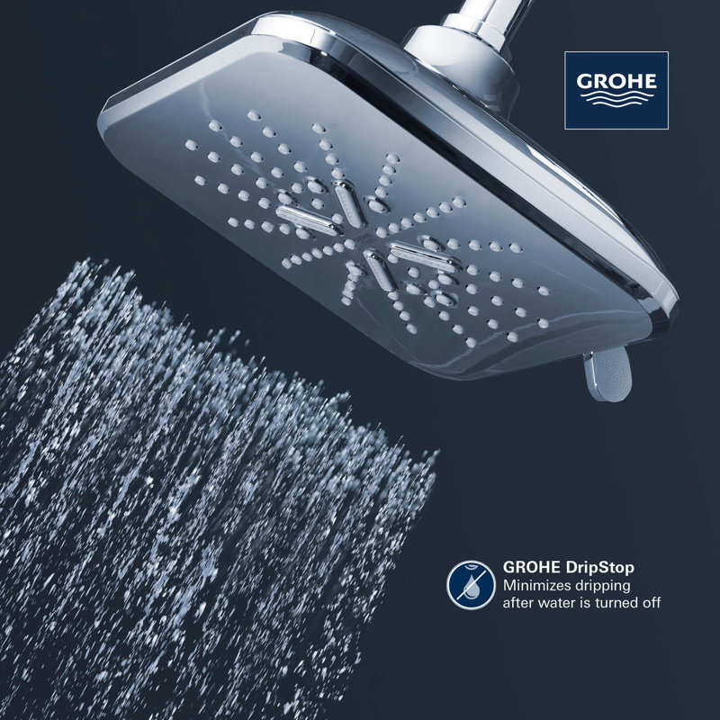 Jet Fixed Shower Head with DreamSpray, Brushed Cool Sunrise