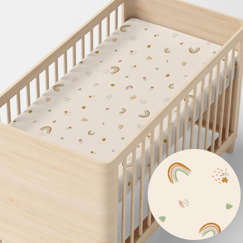 Yusha Floral - Piece Standard Cot Fitted Sheet, 70cm W x 140cm L