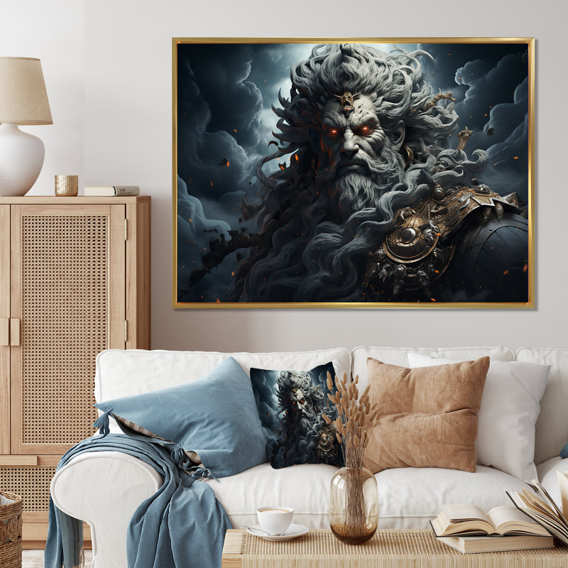 " Hinduism Indras God ", Gold Floater Framed, 30" H x 40" W x 1.5" D
