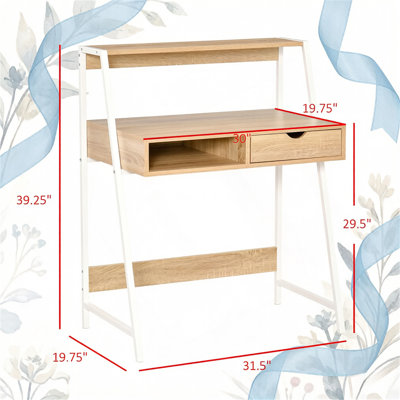 Modern-Style Writing Desk with Storage Shelf and Pull Out Drawer