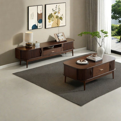 Meuble télé de style japonais jumelé à une table basse
