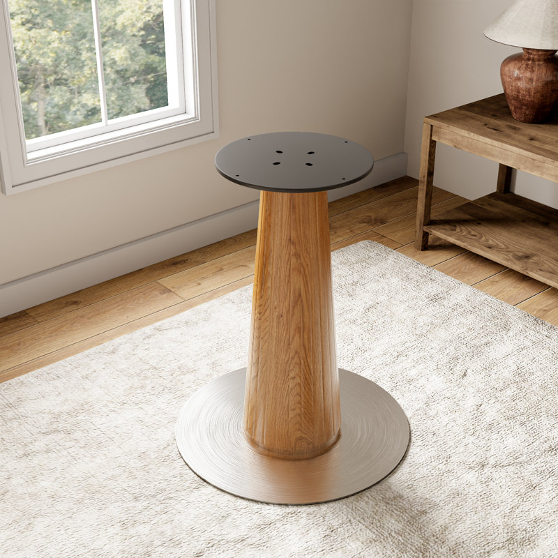 Pied de table conique en métal | Finition imitation bois | Pied de table rond robuste (pied seulement)