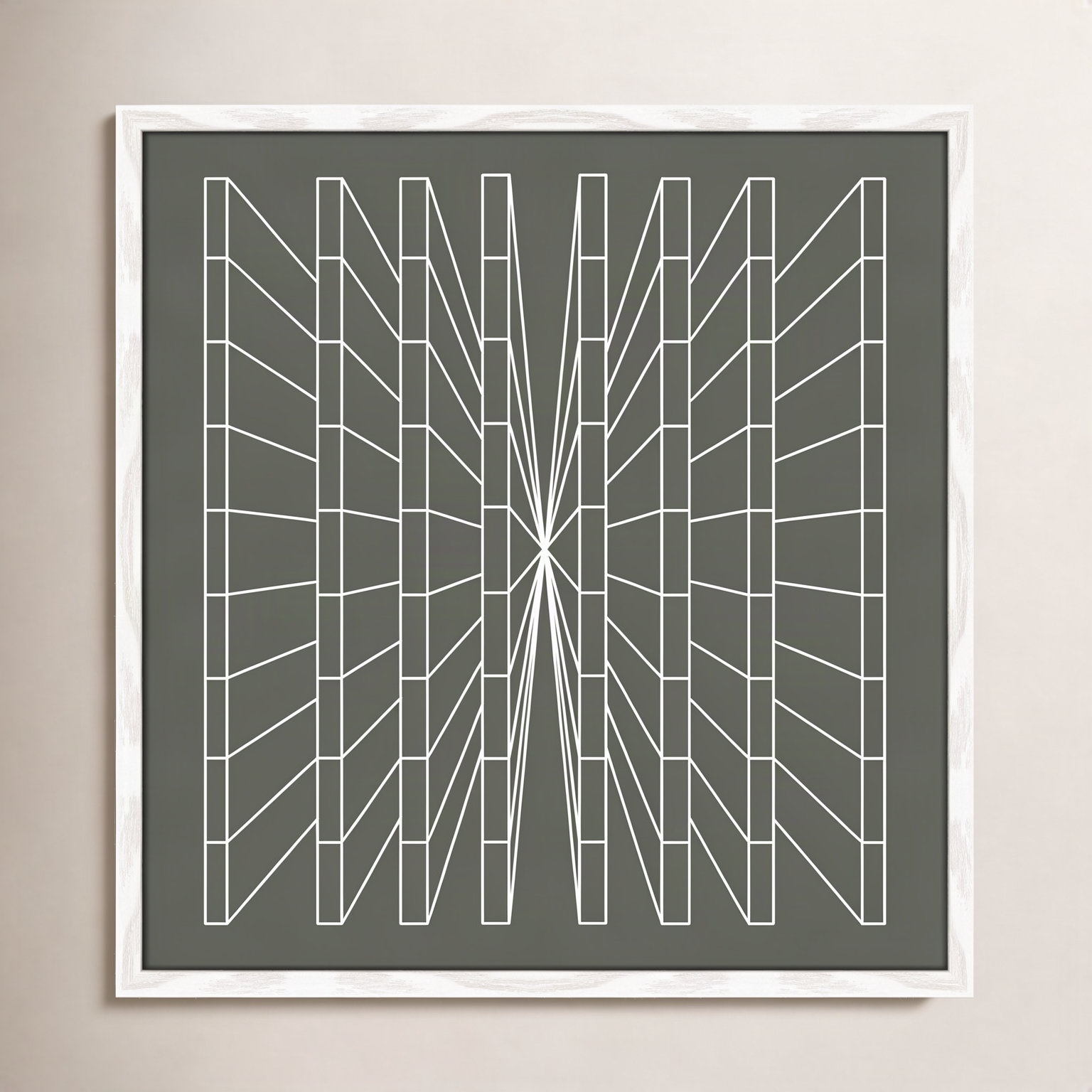Olive Perspective by Sandi Hauanio, 23.5" H x 23.5" W x 0.75" D, White Wood Grain