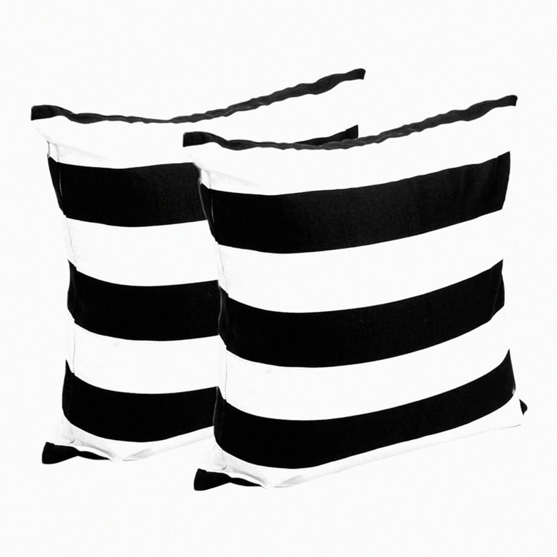 Stripe Pillowcase Set - Soft Square Throw Pillow Covers for Couch - Decorative Home Decor Gift - Black White Pattern