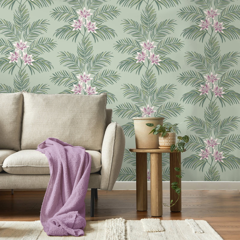 Bali Tropical Floral Wallpaper, Green