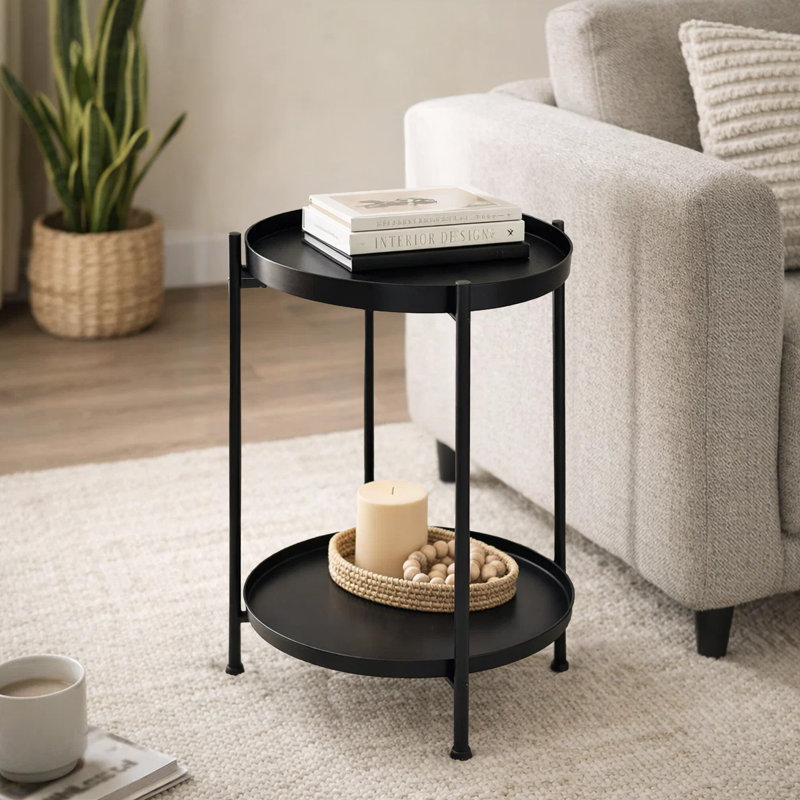 Rachele Iron Tray Top End Table, Black