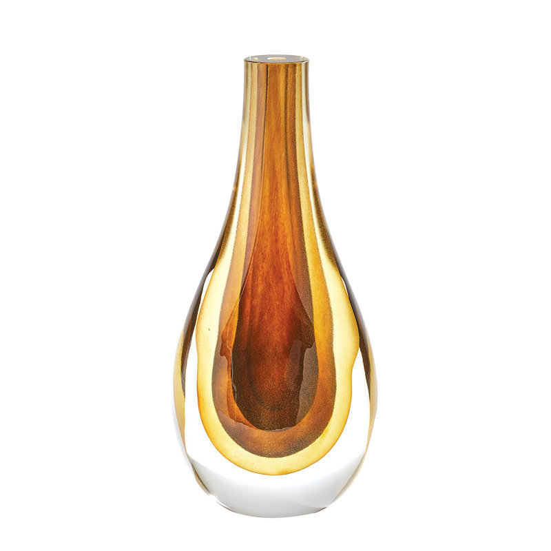 Gradient Handmade Glass Table Vase, 15.5" H x 7.25" W x 5" D