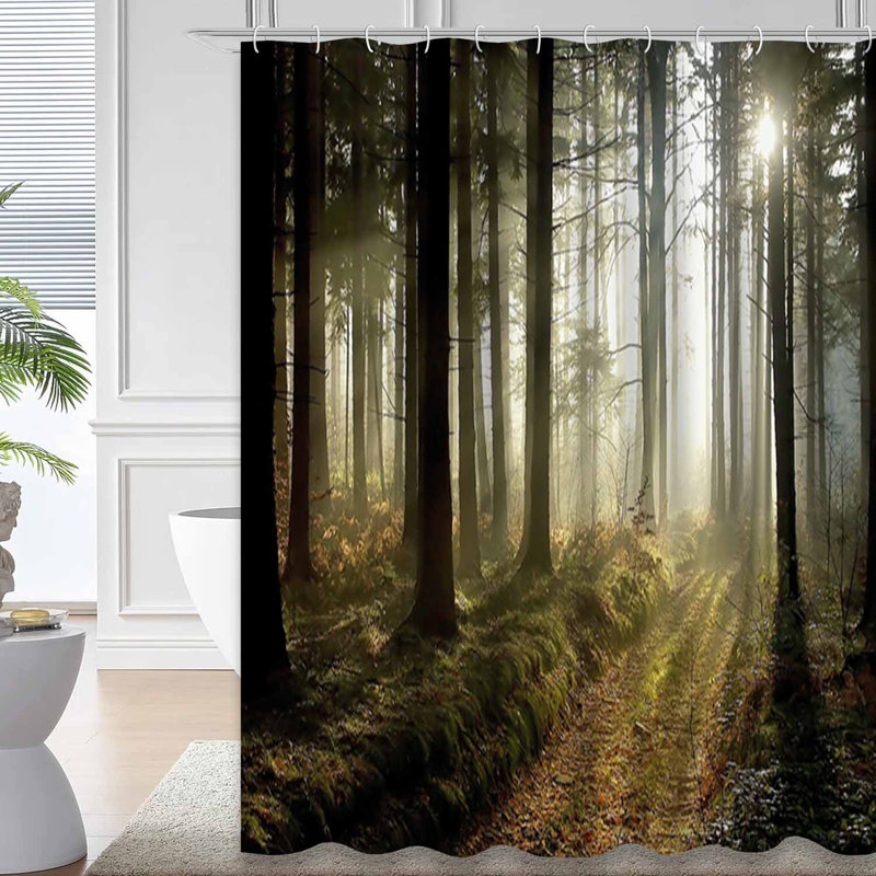 Rideau de douche à 12 crochets Forest Dusk, L 72 po x l 78 po