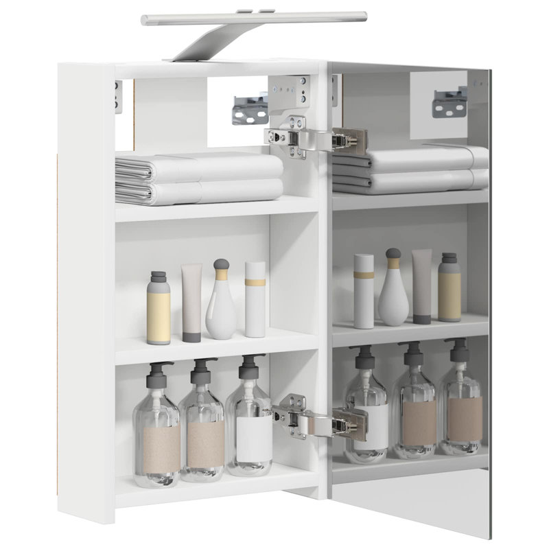 W H Wall Mounted Required Medicine Cabinet Mirror 2, 50cmH x 30cmW x 10.5cmD, White
