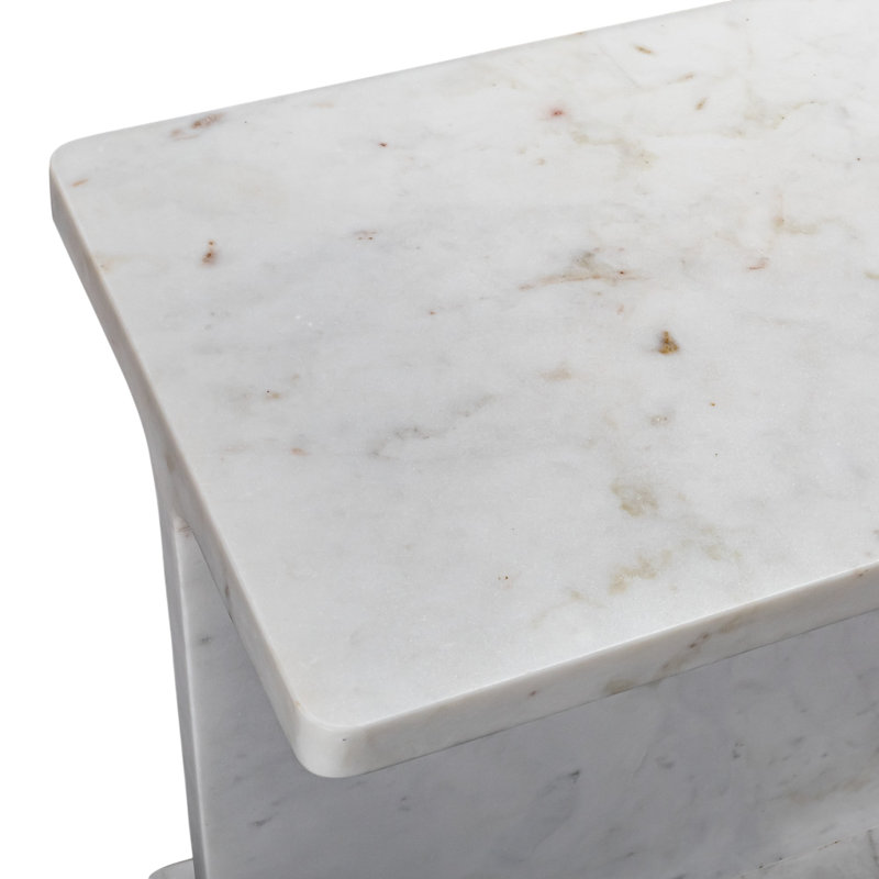 Table de bout à piédestal en marbre blanc 22 po