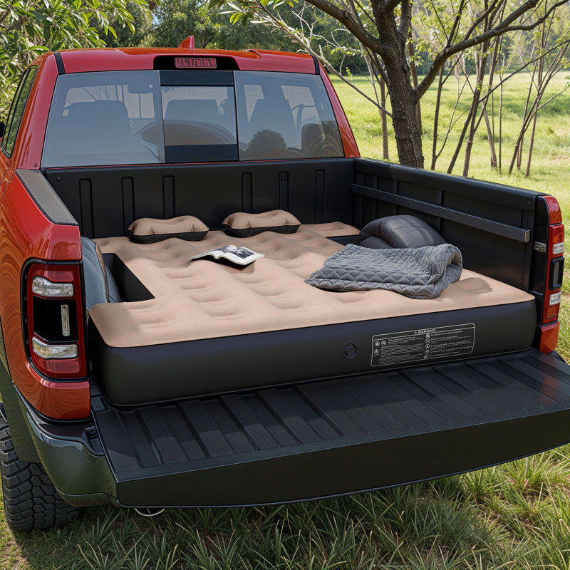 Lage Inflatable Truck Air Mattress Car Mattress Car Bed With Pump And Pillows, Beige