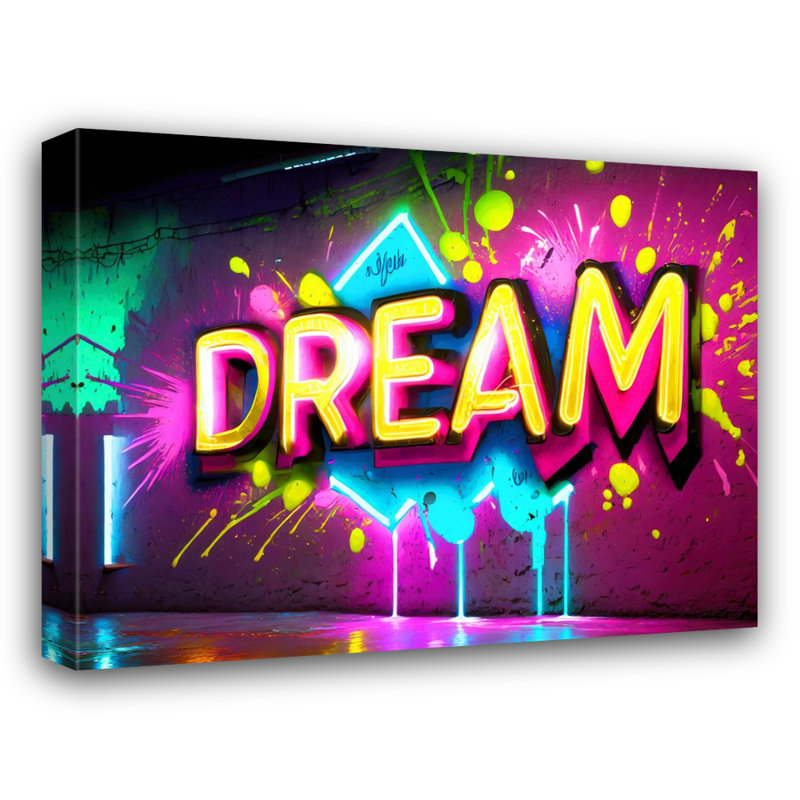 Neon Graffiti Dream 12 - Impression sur toile tendue, H 20 po x l 24 po x P 1,5 po