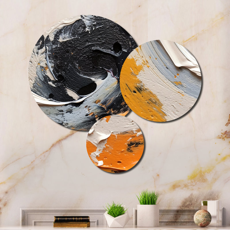Orange and Black Mystic Spirals II - Abstract Spirals Living Room Set