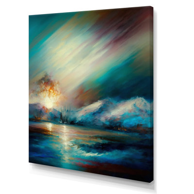 Mystical Aurora Borealis, montagnes arctiques sur toile