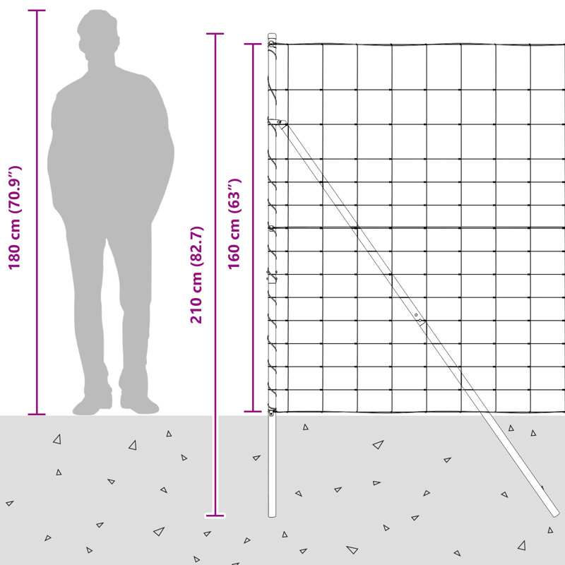 Vidaxl Field Fence Galvanised Steel, 160cm H x 2500cm W