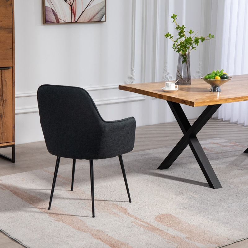 Set of 2 Carrara Fabric Dining Chairs, Black